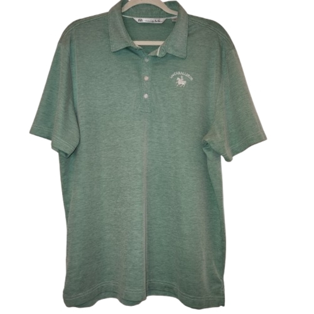 Travis Mathew Sage Green Pima Cotton Blend Polo Size XL Los Caballeros Logo Golf